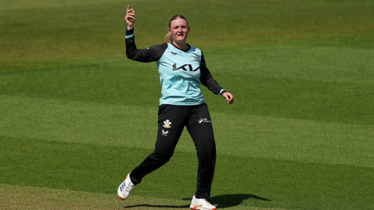 Ryana MacDonald-Gay six-for seals Surrey win in low-scoring thriller – रियाना मैकडोनाल्ड-गे का रिकॉर्ड-तोड़ प्रदर्शन: सर्रे ने रोमांचक मुकाबले में डरहम को हराया